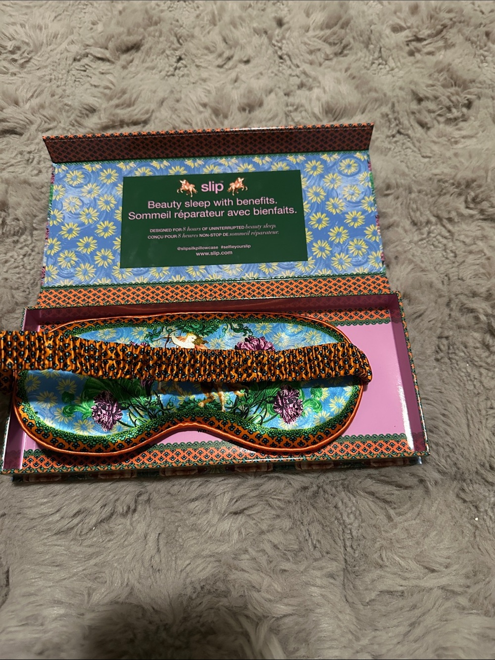 slip Sagittarius Zodiac Pure Silk Sleep Mask - Pink & Floral - Picture 3 of 7